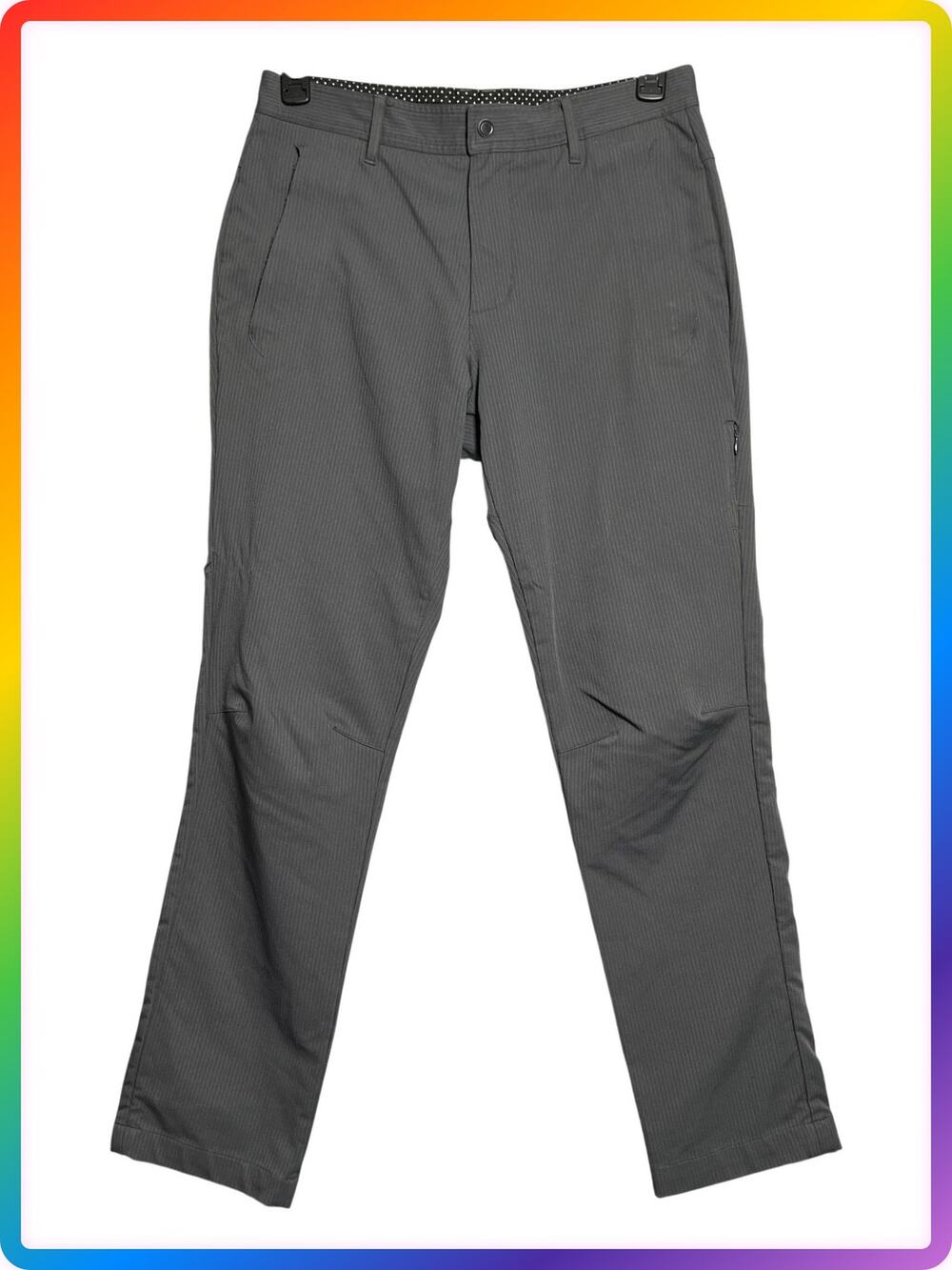 Lululemon Commute Pant MENS 30 Dark Slate Pinstripe Vented Zip Pockets Chino